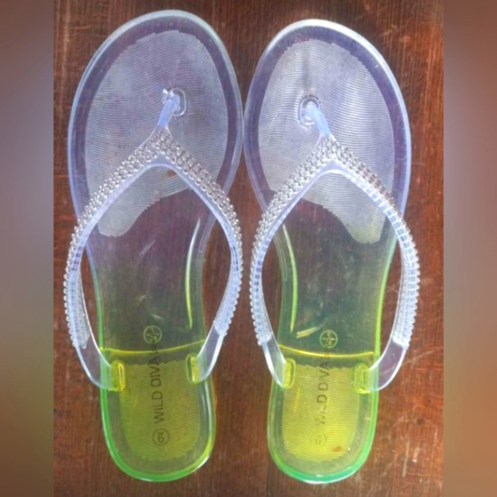 Wild Diva Clear Jelly Sandals With *Bling*